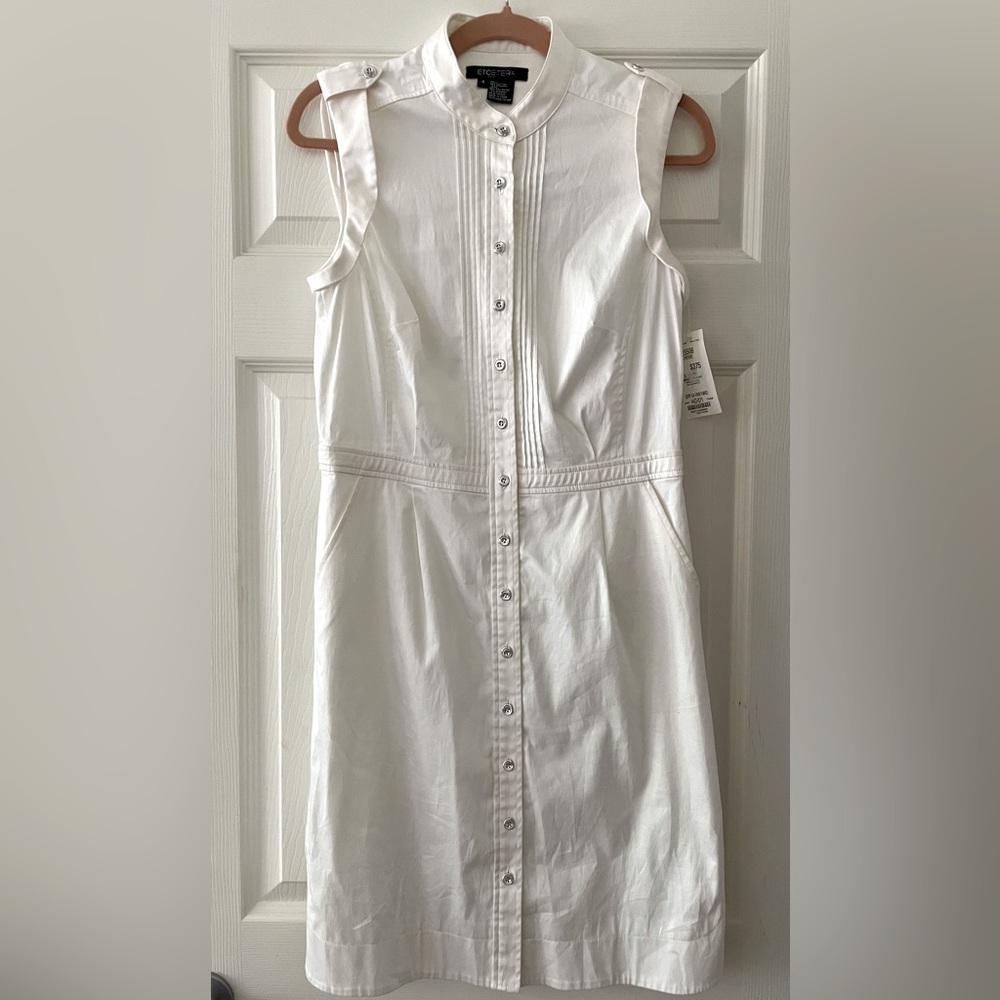 NWT ETCETERA Classic White Sleeveless Dress Size 4